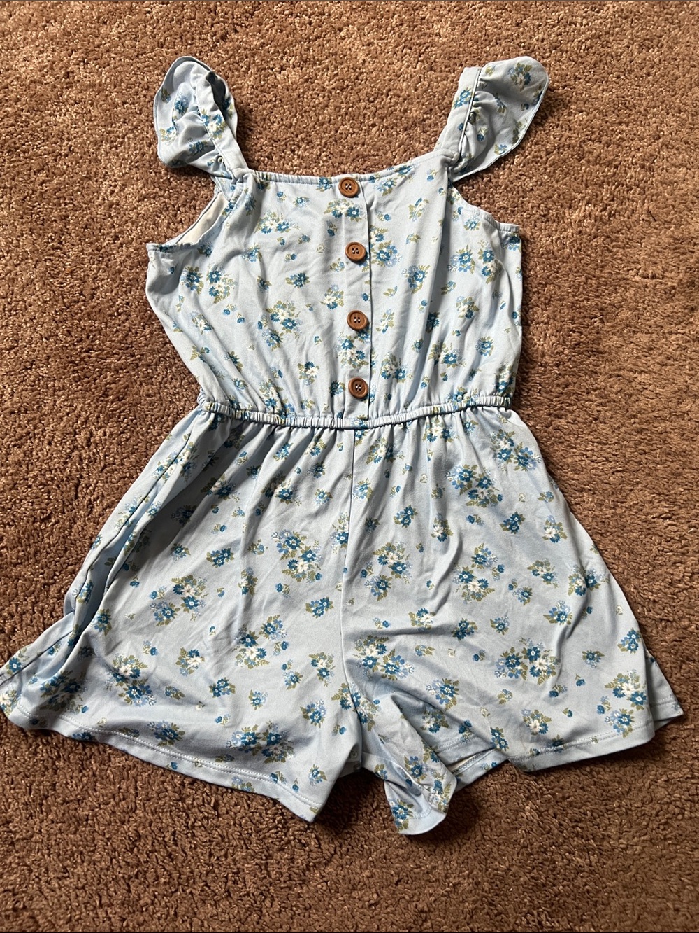 Stitch Fix Market & Spruce Girls' Light Blue Floral Romper with Button Front
